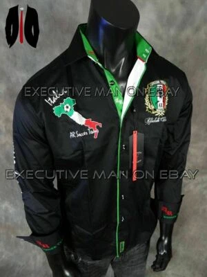 Camisa Para Hombre ABSOLUTE REBELION Negra Bordada COPA MUNDIAL FÚTBOL ITALIA Foto 1 de 4