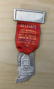 1971 Dept of Indiana American Legion 53rd Annual Conv Indianapolis Medal Ribbon - Imagen 1 de 4