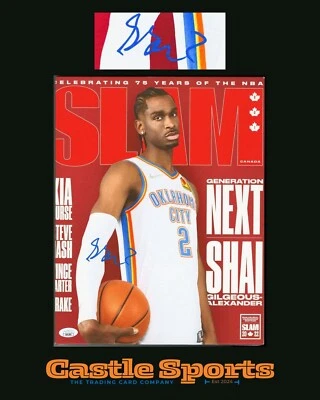 Shai Gilgeous Alexander SIGNED SLAM 11x14 Canvas Blue Paint AUTO JSA COA Thunder - Image 1 of 4