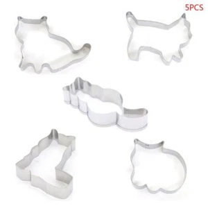 5pcs/set Animal Pet Cat Cookie Cutter Mold 3D Sugar Craft Pastry Biscuit Fondant - Picture 1 of 13