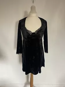 Free People Ladies Velvet Lace Mini Dress Size Small Petite Open Back Gothic - Picture 1 of 17
