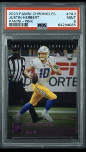 Justin Herbert 2020 Chronicles Panini Pink Parallel Rookie Card RC PSA 9 - Picture 1 of 2