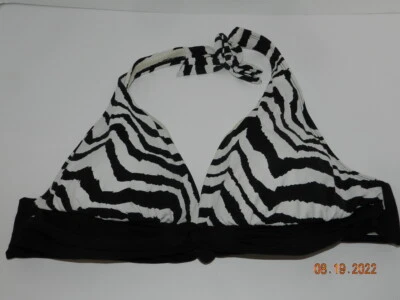 Dana Buchman Mujer Halter Bikini Traje de Natación Top Solo 16 Negro Blanco Cebra  Foto 1 de 3