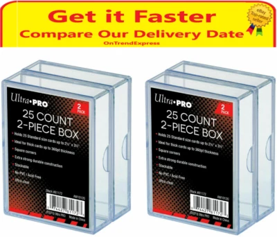 4 x Ultra PRO 25 Count 25ct Clear Storage Box 2 Piece Standard Card Holder - Image 1 of 4