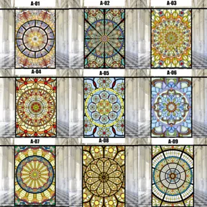 Statisch Klebefenster Film Kirche Kapelle Buntglas Aufkleber Schrankdekor Retro - Bild 1 von 21
