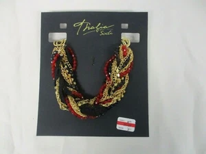 NEW THALIA SODI TWISTED GOLDTONE CHAIN w BLACK RED GLASS BEAD NECKLACE NOS! - Picture 1 of 5