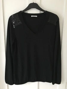 Black Sequin Long Sleeved Top Size 14 Vgc - Picture 1 of 3