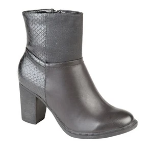 DAMEN LEDER OPTIK KOMFORT STIEFELETTE MITTLERER ABSATZ SCHWARZ & BRAUN GRÖSSEN 3-8 - Bild 1 von 11