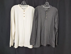 Camisa de manga larga Riva vintage blanca y gris cuello redondo para hombre talla L - Imagen 1 de 11