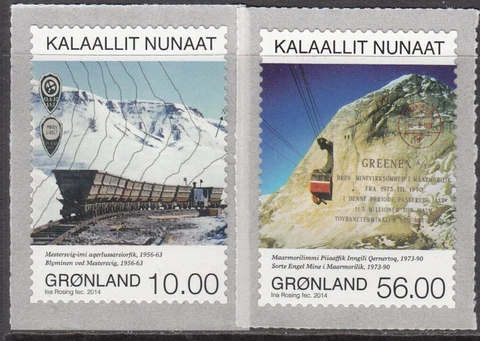 Greenland 2014 Mining, Rail Trucks & Cable Car, 5th Srs Self Adhesives UNM / MNH Cover