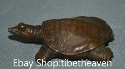 2.2" Old China Red Copper Feng Shui Soft-shelled Turtle Animal Sculpture - Image 1 of 4