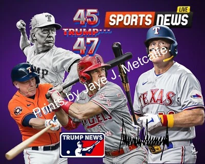 Bola de beisebol Donald Trump estampa 8x10. - Imagem 1 de 4