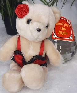 Funny Sexy VALENTINE PLUSH Teddy Bear "TONIGHT'S THE NIGHT" Vtg RARE 1986 Dakin - Picture 1 of 7
