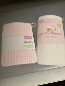 2 pair baby girl tights pink 6-12 mos new w tags - Picture 1 of 3