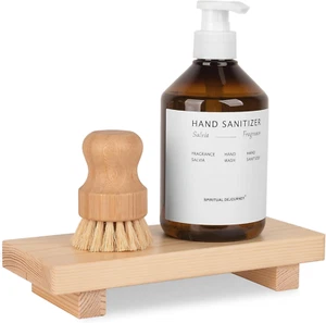 Bathroom Counter Organizer Wood Pedestal Stand Farmhouse Decorative Tray Soap Ho - Picture 1 of 12