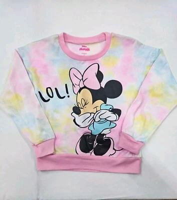 Disney Junior Minnie Mouse “LOL” Gráfico Pullover Tie Dye Sudadera - Talla 4 Foto 1 de 4