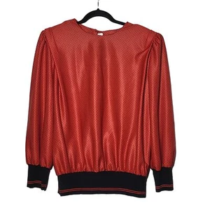 Blusa vintage Leni Leni para mujer roja y negra a lunares talla 16 retro brillante - Imagen 1 de 7