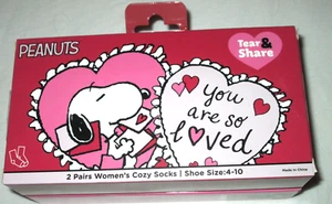 Centric ladies' cozy crew socks-2 PR- shoe sz 4-10-NWT in Pkg-red/pink-Peanuts - Picture 1 of 7