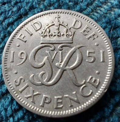 1951 King George VI Sixpence 6d Great Condition  - Image 1 of 4