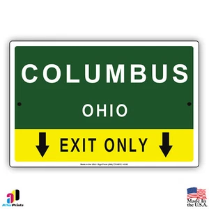 Letrero metálico de aluminio de la ciudad estatal novedad salida de autopista Columbus, Ohio - Imagen 1 de 1