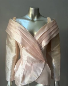Blusa Top Envolvente Tulipán Retro Vintage Años 90 Hombro Descubierto Cuello en V M - Imagen 1 de 5