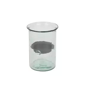 Classic Small 8 Inch Tall Glass Hurricane Rustic Pillar Candle Holder Textured - Picture 1 of 4