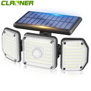 122 LED Solar Powered Wall Light Outdoor Garden PIR Motion Sensor Security Lamp - Picture 1 of 6