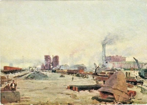P.Datebashvili 1955 Soviet Russian postcard Metallurgical Plant in Rustavi - Picture 1 of 2