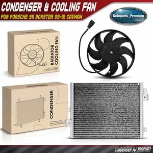 AC Condenser & Cooling Fan Assembly for Porsche 911 Boxster 05-12 Cayman 06-12 - Picture 1 of 8