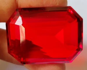 AAA+ Large Mozambique Red Ruby 141 Ct. Emerald Cut Loose Gemstone Gift for Women - Picture 1 of 7