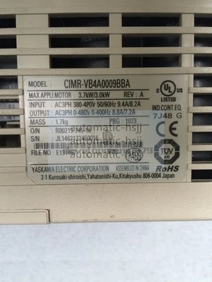 1PC USED Yaskawa CIMR-VB4A0009BBA frequency converter - Image 1 of 3