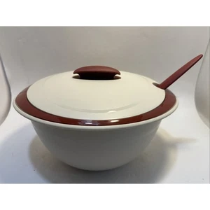 Tupperware 4 Stück Servier Abendessen Suppenschüssel + Deckel + Löffel. UNBENUTZT. - Bild 1 von 6