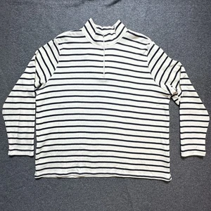 LL Bean 1/4 Zip Sweater Pullover 3X Striped Mock Neck Long Sleeve Cotton NWOT - Picture 1 of 7