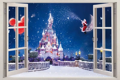 Disney замок Рождество 3D окно этикетка стены стикер дома искусства настенная роспись детей - новый - Изображение 1 из 4