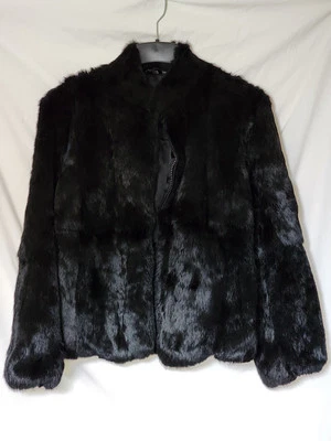 Vintage women's Black Rabbit Fur Coat From Wilsons Leather Size M Made in Korea - Image 1 of 4