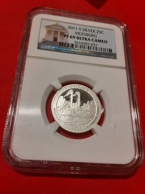 2011 S Silver USA Vicksburg Quarter PF 69 Ultra Cameo NGC - Image 1 of 2