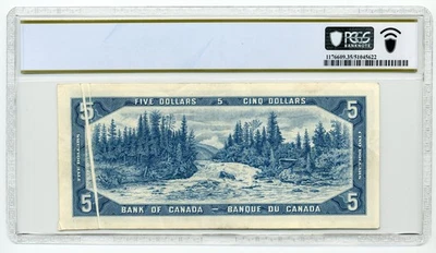 1954 $5 Bank of Canada, BC-39b, GUTTER FOLDS ERROR - Choice Very Fine, PCGS VF35 - Image 1 of 2