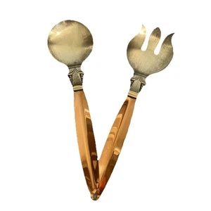VTG Copper Craft Guild Salad Serving Set Fork Spoon Taunton Mass 12” Long - Imagen 1 de 7