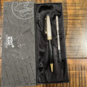 Montblanc Meisterstuck Solitaire 164 Black Sterling Silver Gold Ballpoint Pen - Picture 1 of 12