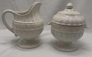 Juego grande de azucarero y crema Lenox Butler's Pantry hojas pergaminos en relieve - Imagen 1 de 12