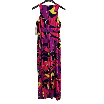 London Times Dress Womens S Bright Floral Jersey Knit Maxi Tropical Resort Wear - Image 1 of 4