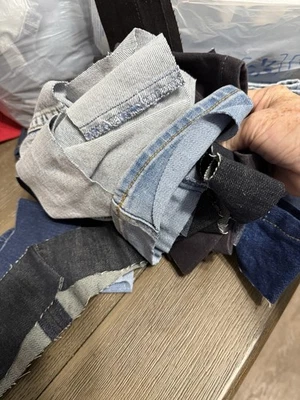 Denim Scraps - Craft, Etc Appox 4 Lbs Varies Colors And Size - Image 1 of 2