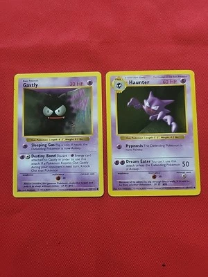 Pokemon: Gastly & Haunter - Shadowless Base Set 1999 Vintage WOTC - MP / HP - J7 - Image 1 of 4