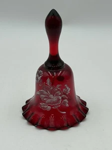 Campana in vetro Westmoreland rossa vintage dipinta a mano alta 6,5" - Foto 1 di 5
