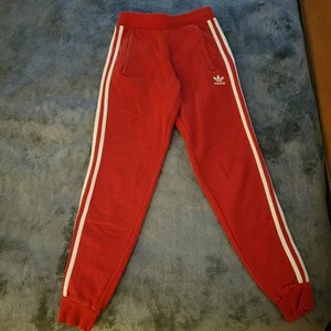 Adidas Mens XS Fire Engine Red w/ White Stripes Sweatpants Track Pants - Picture 1 of 9