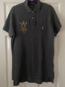 Men's Genuine Ralph Lauren Crest Logo 2 Grey Polo Size UK Small - Picture 1 of 3