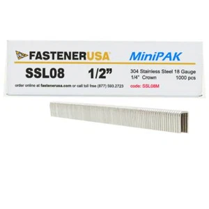 1/2" LEG x 1/4" CROWN 18GA 304SS L08 STAPLES 1,000ct | SSL08 - Picture 1 of 1