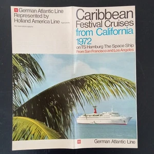 TS HAMBURG "The Space Ship" German Atlantic Holland America Line Brochure 1972 - Foto 1 di 17
