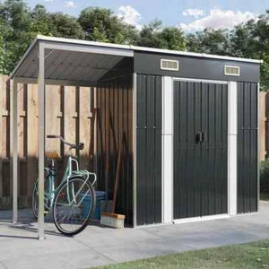 Gartenhaus mit Schleppdach Anthrazit 277x110,5x181 cm Stahl - Bild 1 von 9