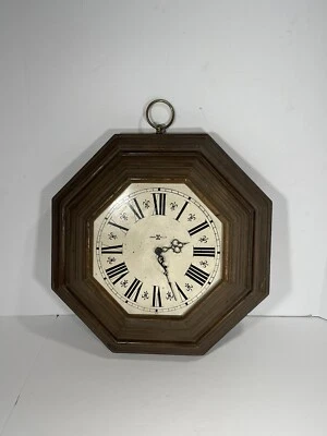 Howard Miller Clock Company 17” Wall Clock Model 4975 Hexagon Wood Unique Rare - Image 1 of 4